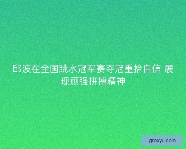 邱波在全国跳水冠军赛夺冠重拾自信 展现顽强拼搏精神